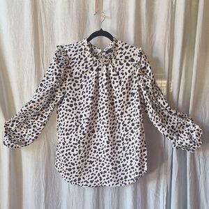J. Crew Black and White Leopard Print Blouse